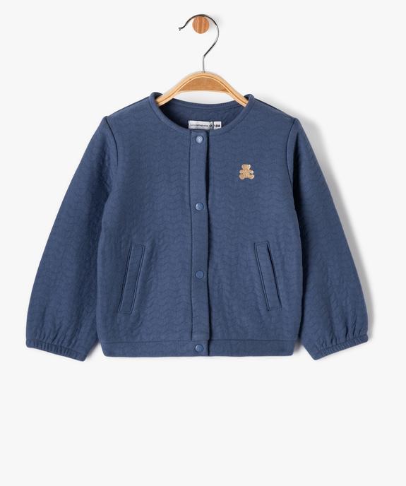 Sweat boutonné en jersey matelassé bébé fille - LuluCastagnette vue1 - LULUCASTAGNETTE - GEMO