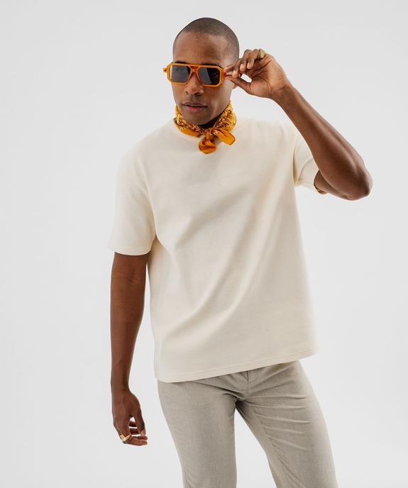 Tee-shirt manches courtes en maille gaufrée homme vue1 - GEMO 4G HOMME - GEMO