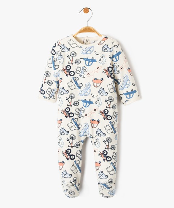 Pyjama bébé en jersey et peluche avec ouverture pont-dos vue2 - GEMO(BB COUCHE) - GEMO