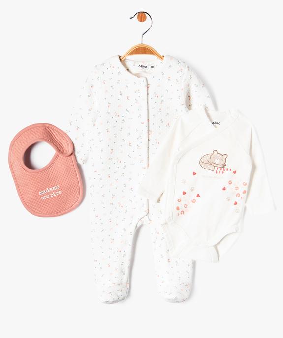Ensemble layette 3 pièces bébé fille vue2 - GEMO(BB COUCHE) - GEMO