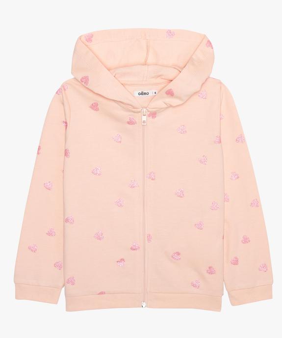 Sweat fille zippé imprimé à capuche  vue1 - GEMO (ENFANT) - GEMO
