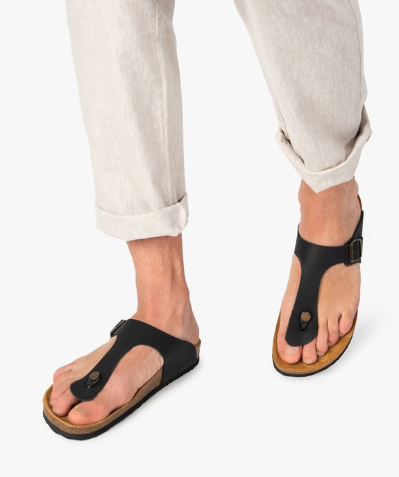 Mules pour homme unies à entre-doigts dessus cuir vue1 - GEMO (CASUAL) - GEMO