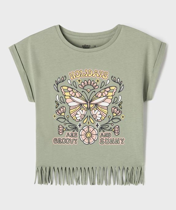 Tee-shirt manches courtes avec franges fille vue1 - GEMO 4G FILLE - GEMO