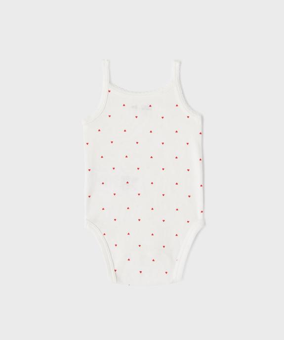 Body à bretelles motifs coeurs bébé fille (lot de 3) vue4 - GEMO 4G BEBE - GEMO