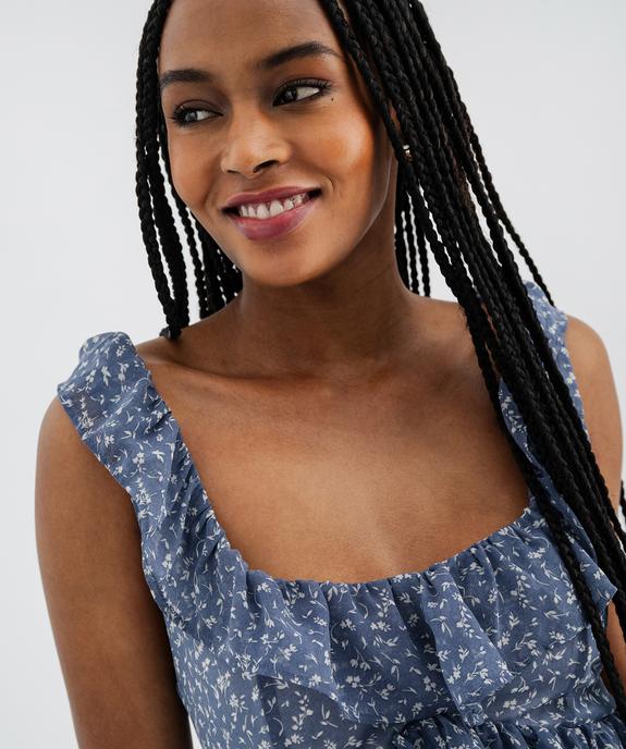 Robe longue en voile à dos-nu et volants femme vue2 - GEMO 4G FEMME - GEMO