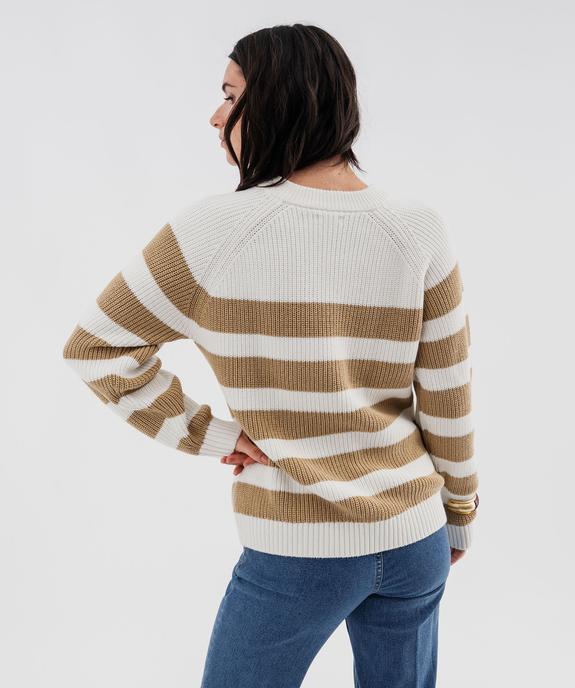 Pull rayé en côtes perlées esprit marinière femme - LuluCastagnette vue3 - LULU CASTAGNETTE GEMO FOR GOOD - GEMO