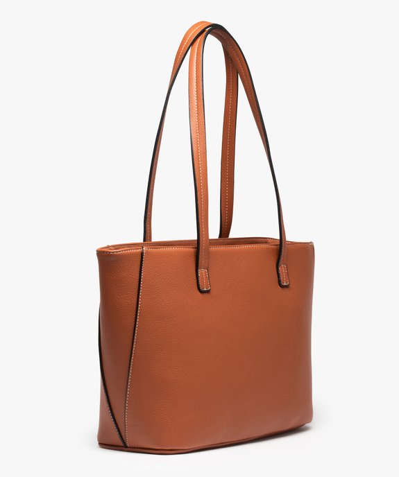 Sac cabas grainé à détails graphiques tressés vue2 - GEMO (ACCESS) - GEMO