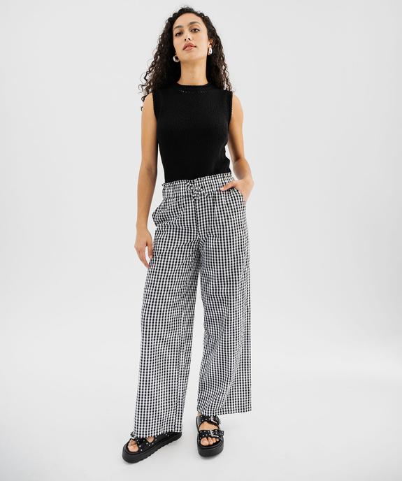 Pantalon large en seersucker motif vichy femme vue4 - GEMO(FEMME PAP) - GEMO