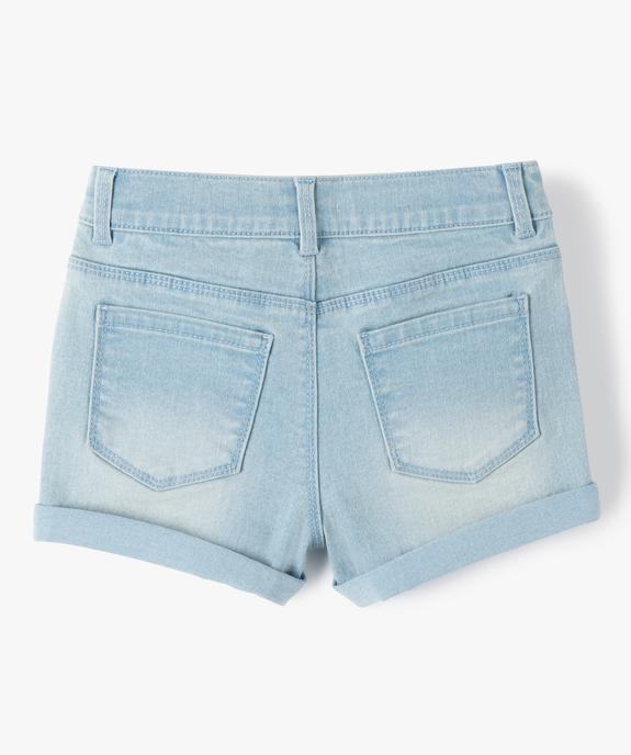 Short en jean extensible à revers fille vue3 - GEMO 4G FILLE - GEMO
