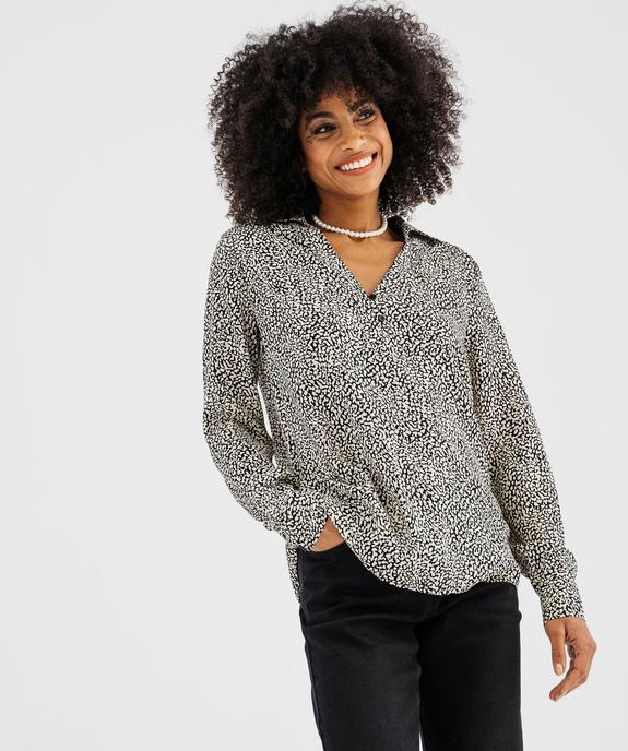Chemise à manches longues en viscose imprimée femme vue2 - GEMO(FEMME PAP) - GEMO