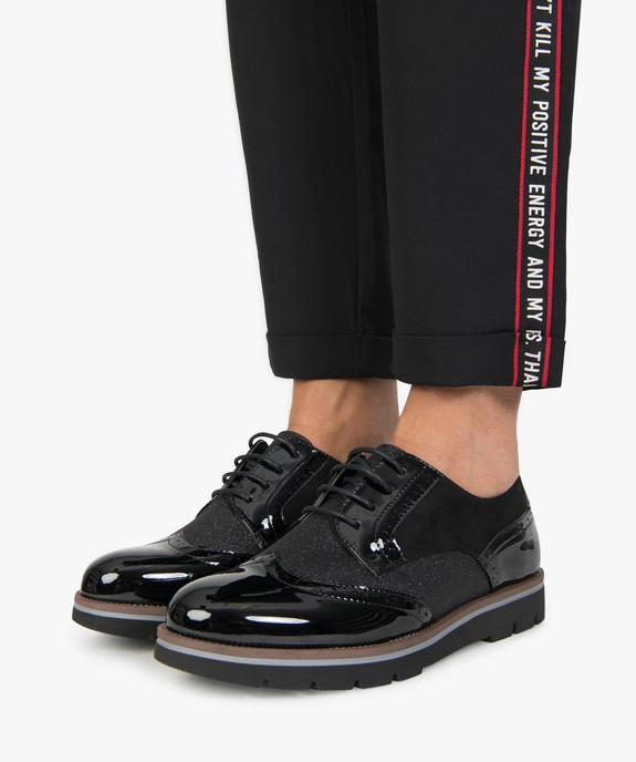 Derbies femme vernis et pailletés vue1 - GEMO (CASUAL) - GEMO