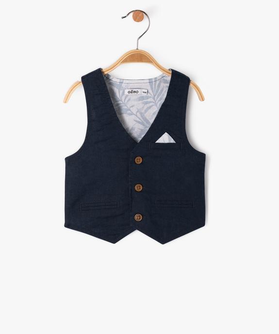 Gilet de costume en lin et coton bébé garçon vue1 - GEMO 4G BEBE - GEMO