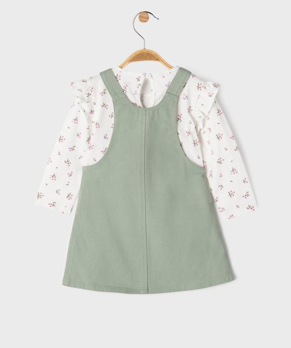 Ensemble 2 pièces bébé fille robe salopette et tee-shirt vue3 - GEMO 4G BEBE - GEMO