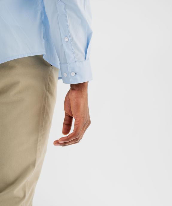 Chemise unie coupe slim en coton stretch homme vue8 - GEMO 4G HOMME - GEMO