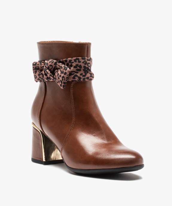 Boots femme unies à talon carré et bride foulard vue2 - GEMO(URBAIN) - GEMO