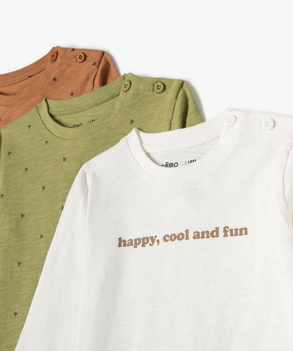 Tee-shirt bébé garçon à manches longues (lot de 3) vue2 - GEMO(BEBE DEBT) - GEMO