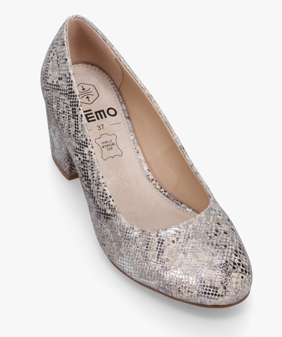 Escarpins femme à talon carré dessus imitation python vue5 - GEMO(URBAIN) - GEMO