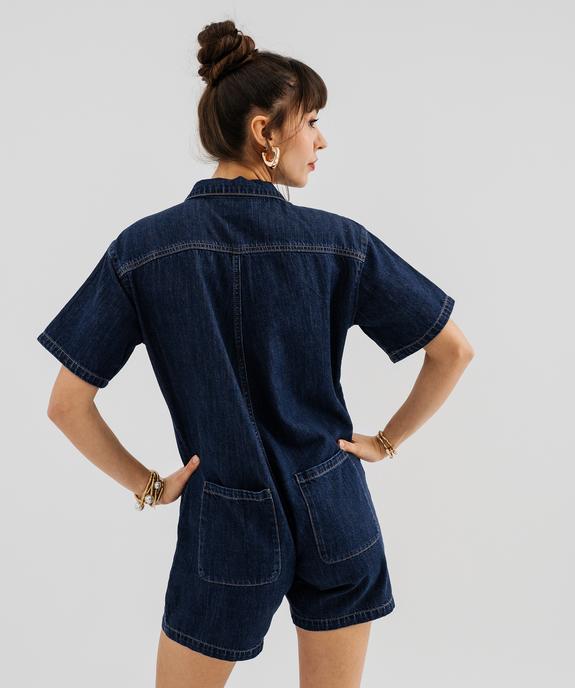 Combishort en jean manches courtes coupe loose femme vue3 - GEMO 4G FEMME - GEMO