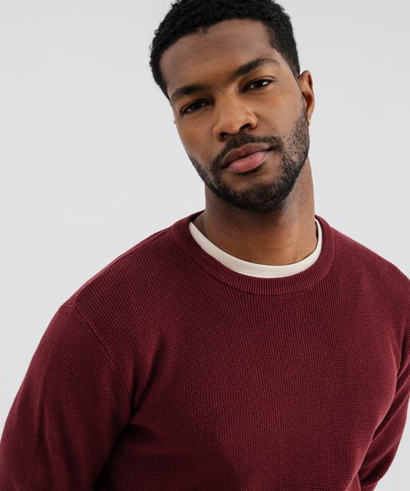 Pull en tricot perlé en coton homme vue2 - GEMO (HOMME) - GEMO