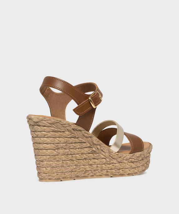 Sandales dessus cuir avec semelle compensée femme - Tanéo vue4 - TANEO - GEMO