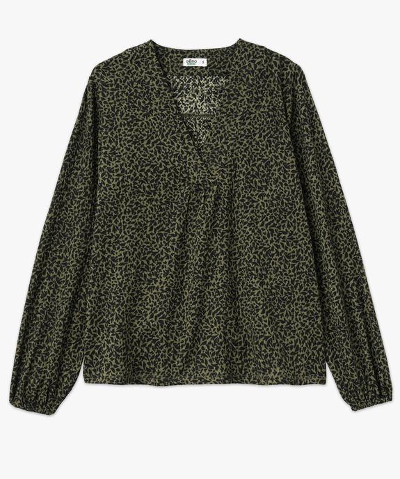 Tee-shirt à manches longues et col V en maille texturée femme vue4 - GEMO 4G FEMME - GEMO