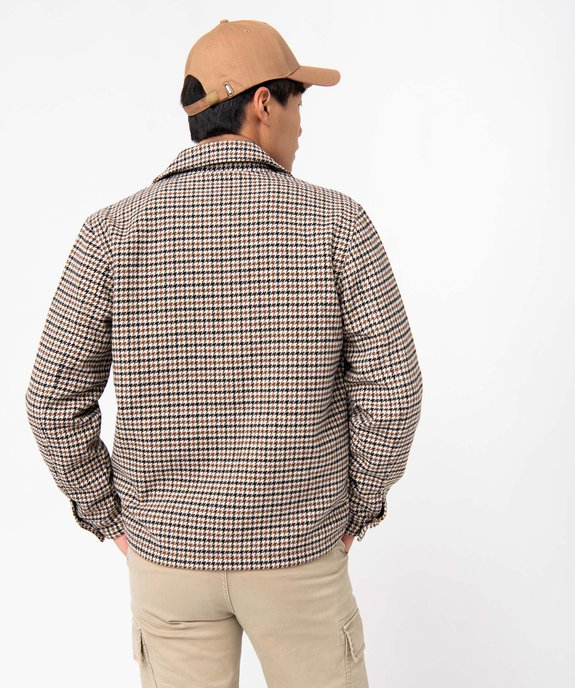 Veste homme zippée à motif pied de coq vue3 - GEMO (HOMME) - GEMO