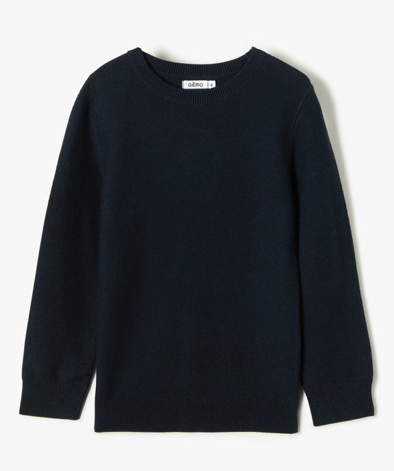 Pull en coton à col rond garçon vue1 - GEMO (ENFANT) - GEMO