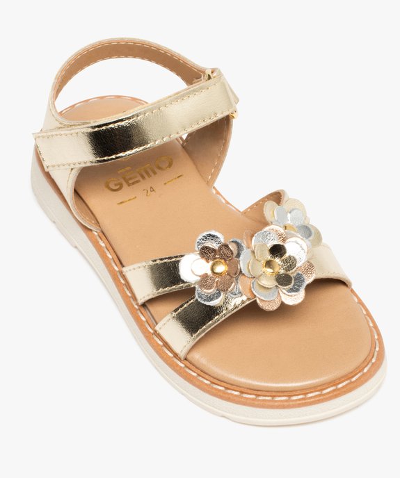 Sandales fille à scratch avec brides à fleurs tridimensionnelles vue5 - GEMO (ENFANT) - GEMO