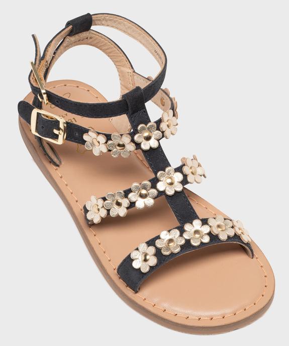 Sandales spartiates en cuir suédé et fleurs dorées fille - Lovely Wings vue5 - LOVELY WINGS GEMO FOR GOOD - GEMO