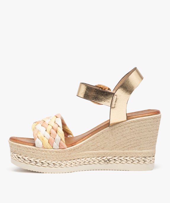 Sandales femme compensées à brides en fibre tressée vue4 - GEMO(URBAIN) - GEMO