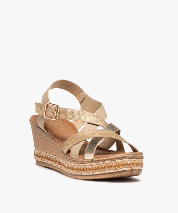 Sandales femme compensées à brides brillantes vue2 - GEMO(URBAIN) - GEMO