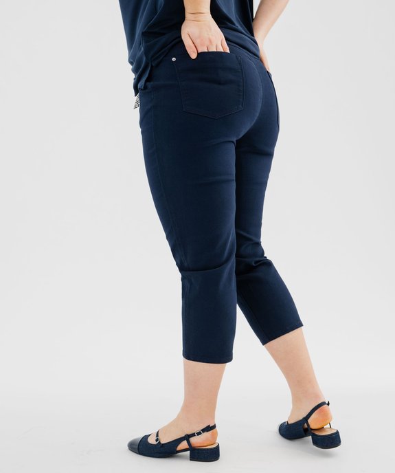 Pantacourt slim taille haute en coton stretch avec ceinture à nouer femme grande taille vue3 - GEMO 4G GT - GEMO