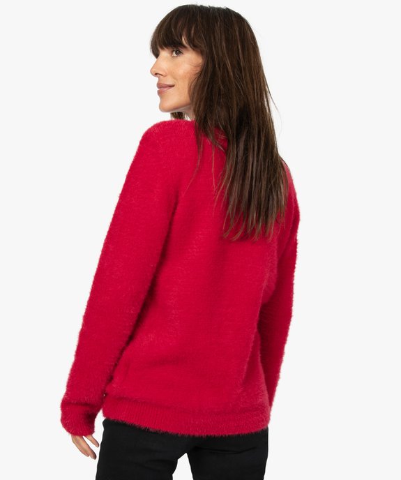 Pull femme en maille duveteuse à grelots et motif Noël vue3 - GEMO(FEMME PAP) - GEMO