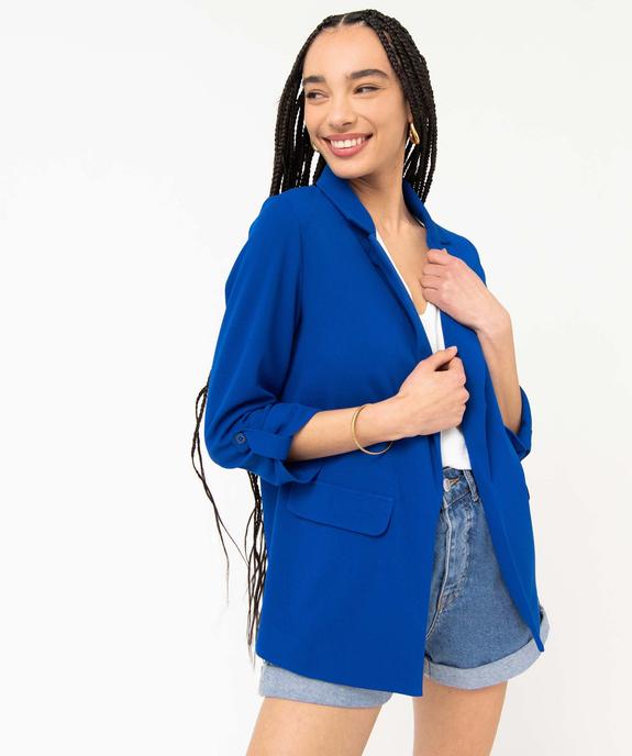 Veste droite en maille stretch manches 3/4 unie femme vue5 - GEMO(FEMME PAP) - GEMO