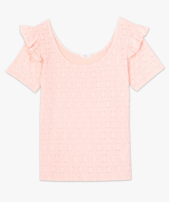 Tee-shirt femme en crêpe ajouré et volant vue4 - GEMO(FEMME PAP) - GEMO