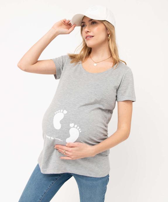 Tee-shirt de grossesse imprimé à manches courtes vue1 - GEMO 4G MATERN - GEMO