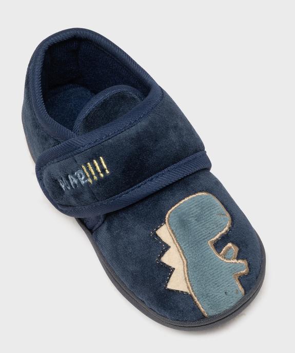 Chaussons montants à scratch en velours brodé garçon vue5 - GEMO (ENFANT) - GEMO