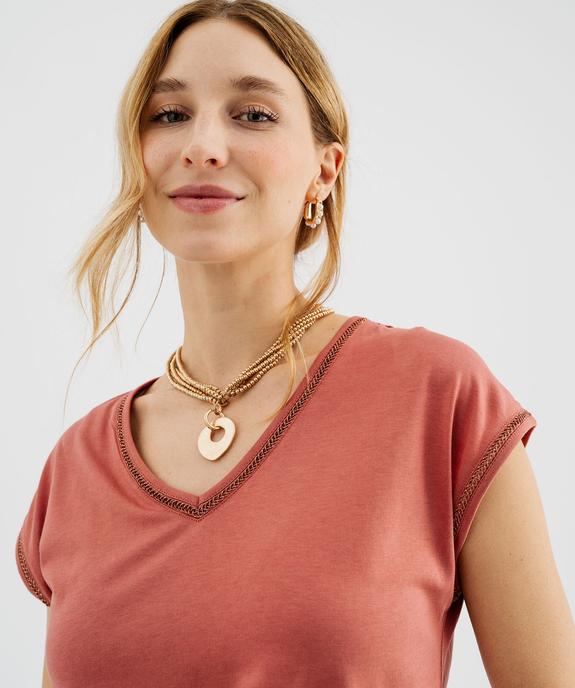 Tee-shirt à manches courtes avec finitions scintillantes femme vue2 - GEMO 4G FEMME - GEMO