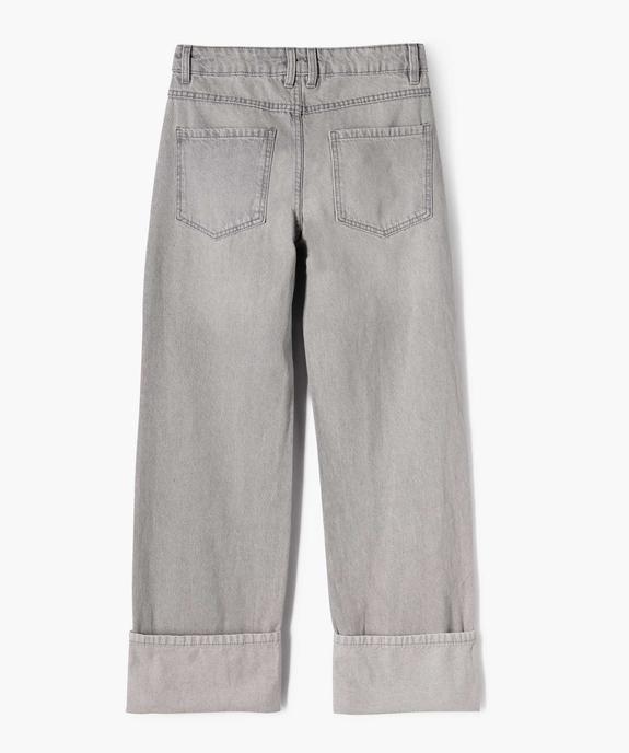Jean baggy à revers taille ajustable fille vue3 - GEMO (JUNIOR) - GEMO