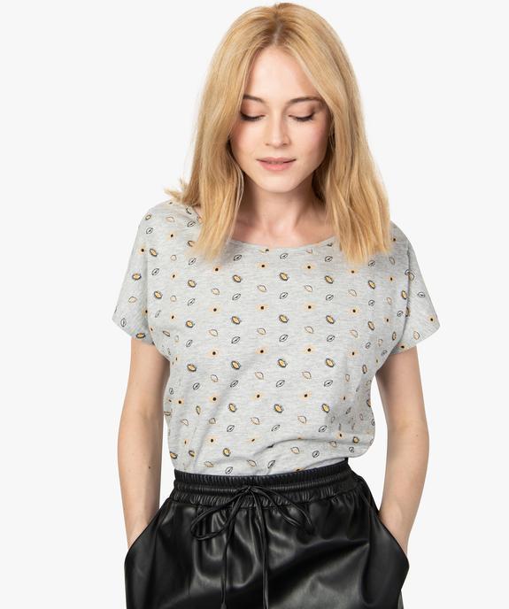 Tee-shirt femme loose imprimé  vue1 - GEMO(FEMME PAP) - GEMO