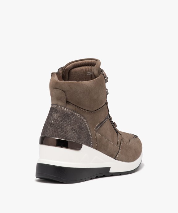 Baskets femme à talon compensé avec zip et lacets vue4 - SANS MARQUE - GEMO
