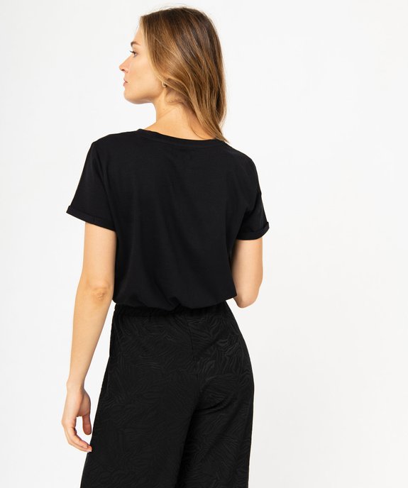 Tee-shirt à manches courtes avec message femme vue3 - GEMO(FEMME PAP) - GEMO