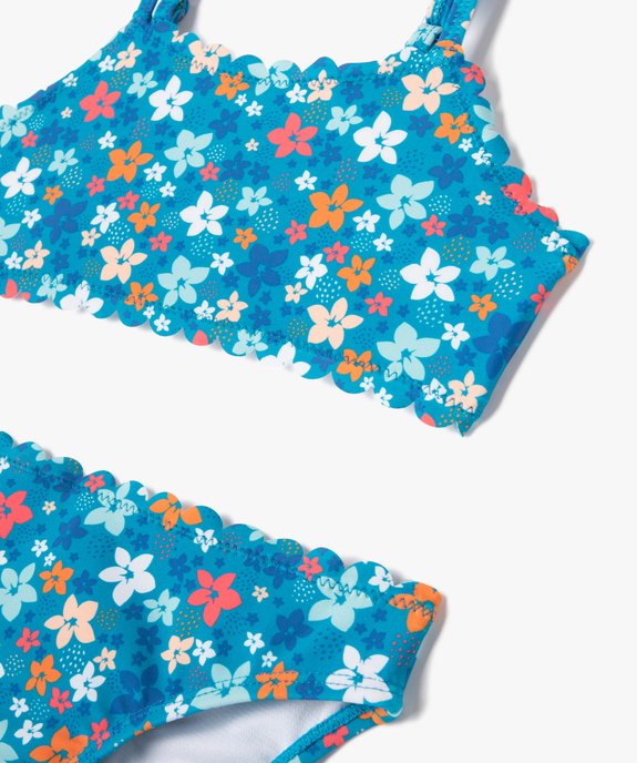 Maillot de bain fille 2 pièces à motifs fleuris avec finitions dentelées vue2 - GEMO (ENFANT) - GEMO