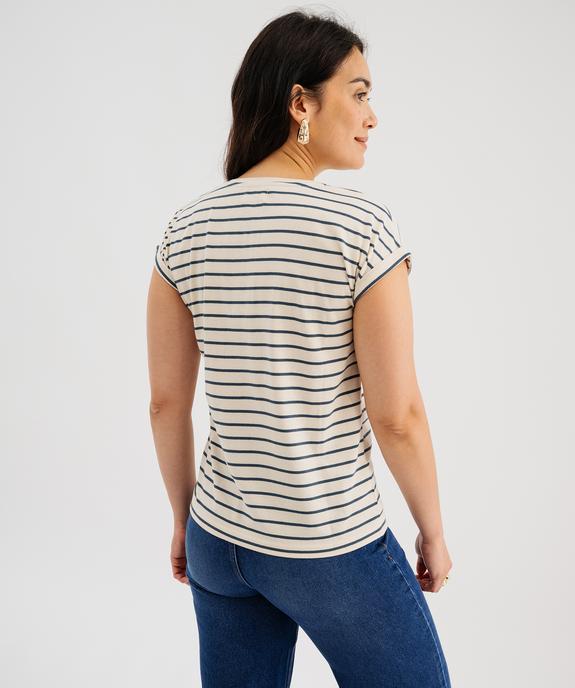 Tee-shirt rayé à manches ultra courtes femme vue1 - GEMO 4G FEMME - GEMO