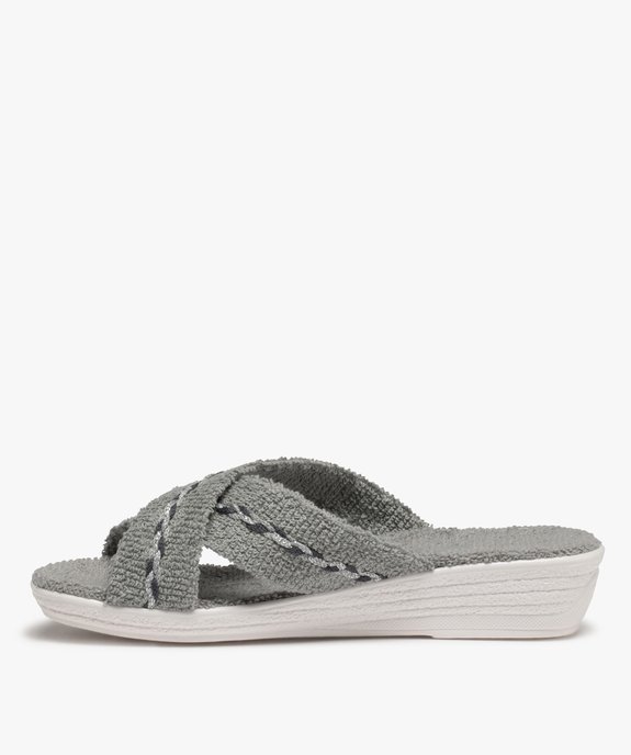 Mules femme confort à brides en tissu éponge vue3 - GEMO(HOMWR FEM) - GEMO