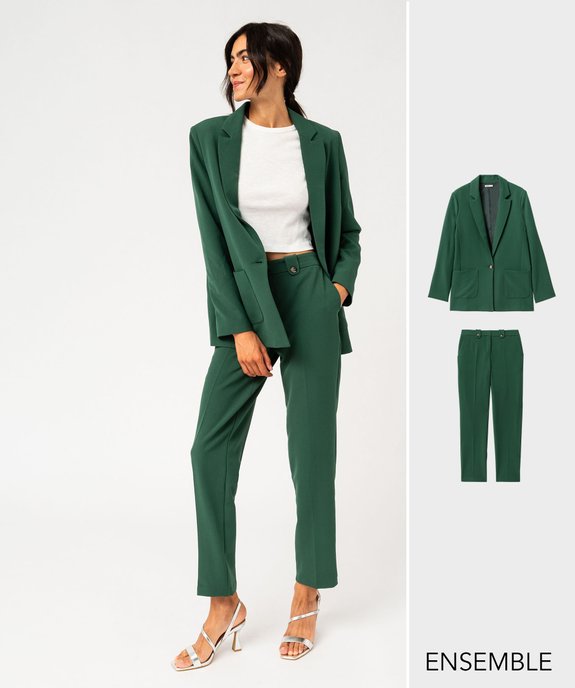 Ensemble tailleur pantalon vert pour femme  - GEMO