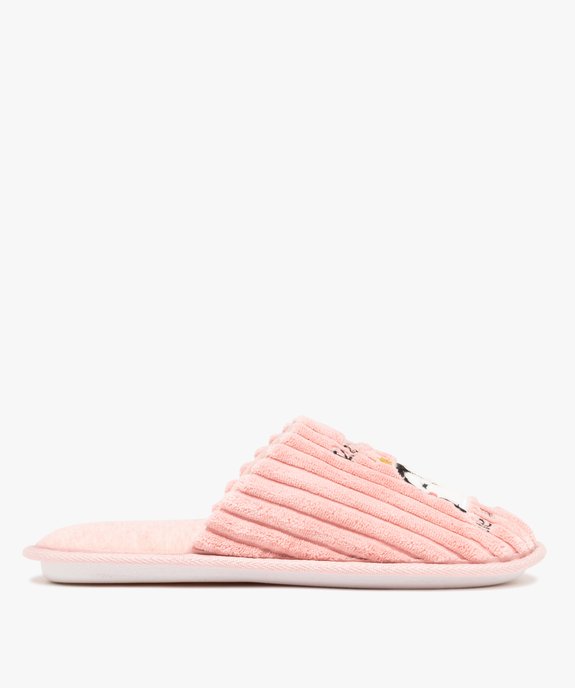 Chaussons femme mules en velours côtelé dessus fantaisie vue1 - GEMO(HOMWR FEM) - GEMO