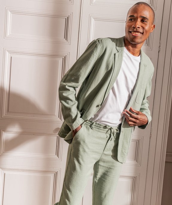 Veste de costume homme en lin mélangé vue6 - GEMO 4G HOMME - GEMO
