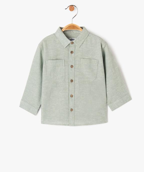 Chemise manches longues en coton lin mélangés bébé garçon vue1 - GEMO(BEBE DEBT) - GEMO