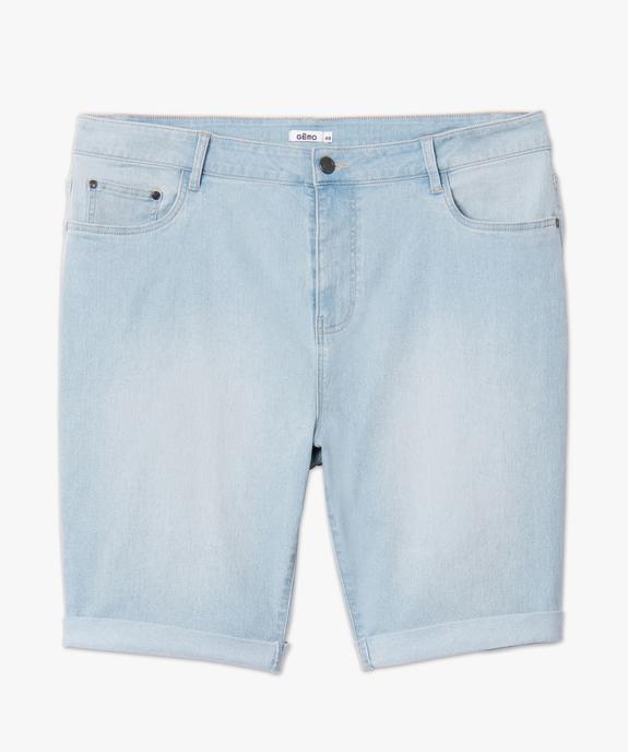 Bermuda femme grande taille en jean extensible avec revers cousus vue4 - GEMO (G TAILLE) - GEMO